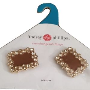 Lindsay Philips  rectangular brown Interchangeable snaps with rhinestones NWT